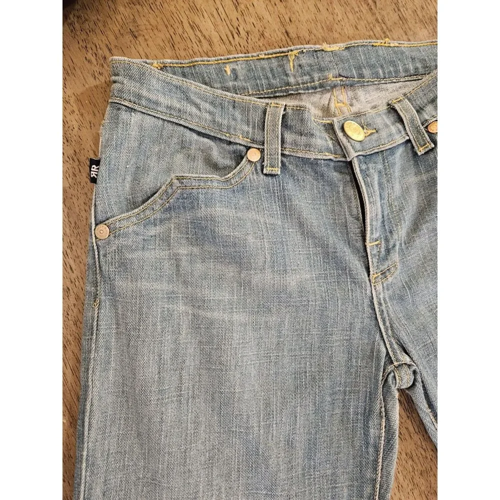 Women's vintage Y2K Mid-rise Jeans Straight 90's Light Denim Pants Blue boot cut - Picture 14 of 16